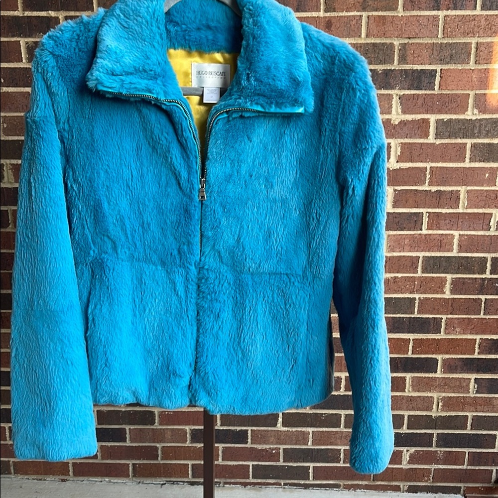 Hugo Buscati Blue Rabbit Fur Jacket